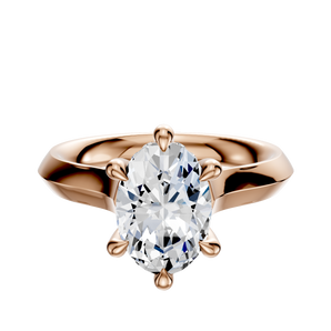 14K Rose Gold 6 Prong Hidden Halo Cathedral Knife Edge 3.0mm Engagement Ring