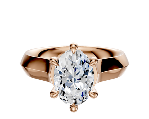 14K Rose Gold 6 Prong Hidden Halo Cathedral Knife Edge 4.0mm Engagement Ring