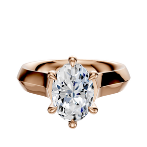 14K Rose Gold 6 Prong Hidden Halo Cathedral Knife Edge 4.0mm Engagement Ring