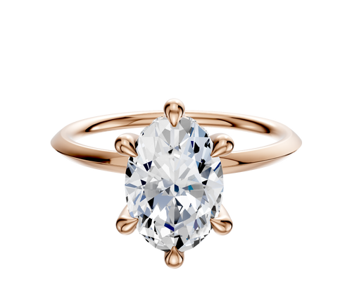 14K Rose Gold 6 Prong Hidden Halo Classic Knife Edge 1.5mm Engagement Ring