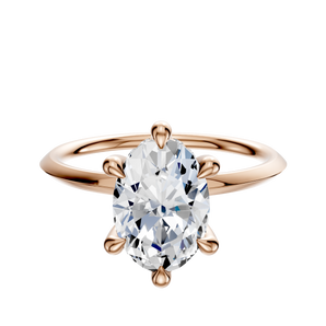 14K Rose Gold 6 Prong Hidden Halo Classic Knife Edge 1.5mm Engagement Ring