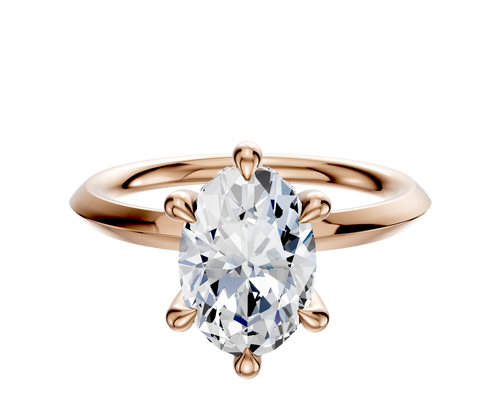 14K Rose Gold 6 Prong Hidden Halo Classic Knife Edge 2.0mm Engagement Ring