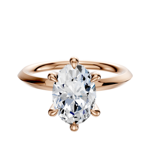 14K Rose Gold 6 Prong Hidden Halo Classic Knife Edge 2.0mm Engagement Ring