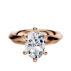 14K Rose Gold 6 Prong Hidden Halo Classic Knife Edge 3.0mm Engagement Ring