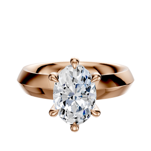 14K Rose Gold 6 Prong Hidden Halo Classic Knife Edge 4.0mm Engagement Ring