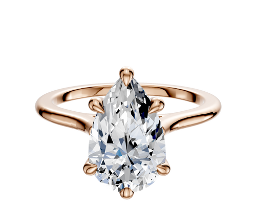 14K Rose Gold 6 Prong Hidden Halo Cathedral Dome 1.5mm Engagement Ring
