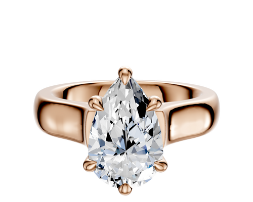 14K Rose Gold 6 Prong Hidden Halo Cathedral Dome 4.0mm Engagement Ring