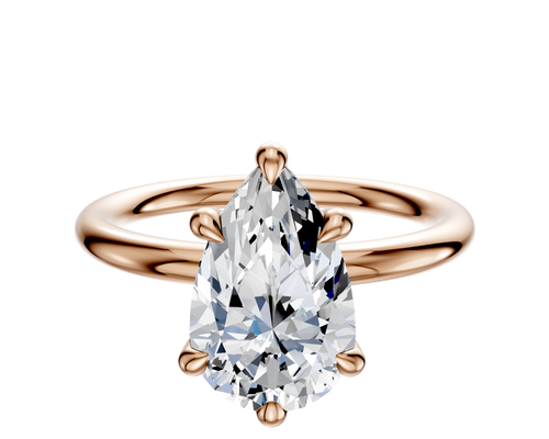 14K Rose Gold 6 Prong Hidden Halo Classic Dome 2.0mm Engagement Ring