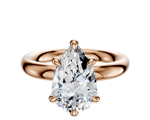 14K Rose Gold 6 Prong Hidden Halo Classic Dome 3.0mm Engagement Ring