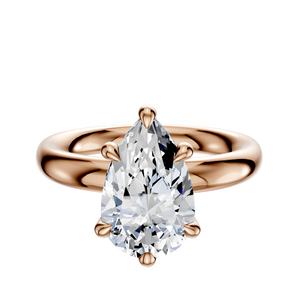 14K Rose Gold 6 Prong Hidden Halo Classic Dome 3.0mm Engagement Ring