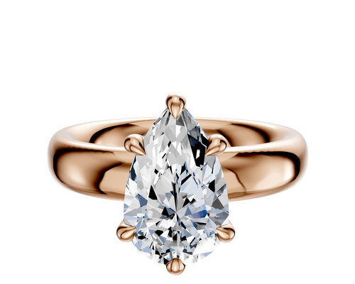 14K Rose Gold 6 Prong Hidden Halo Classic Dome 4.0mm Engagement Ring