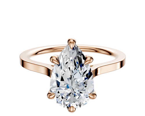 14K Rose Gold 6 Prong Hidden Halo Cathedral Flat 1.5mm Engagement Ring