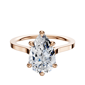 14K Rose Gold 6 Prong Hidden Halo Cathedral Flat 1.5mm Engagement Ring