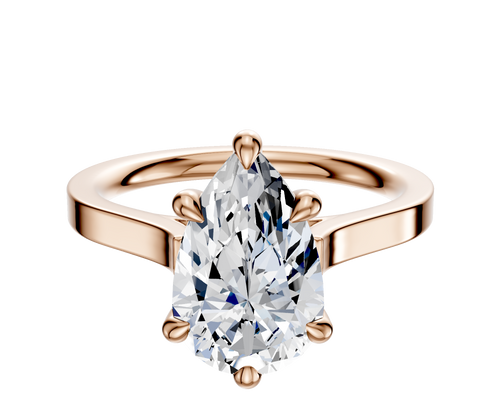 14K Rose Gold 6 Prong Hidden Halo Cathedral Flat 2.0mm Engagement Ring