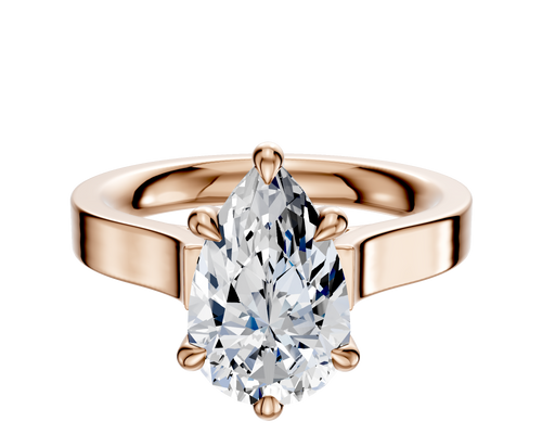 14K Rose Gold 6 Prong Hidden Halo Cathedral Flat 3.0mm Engagement Ring