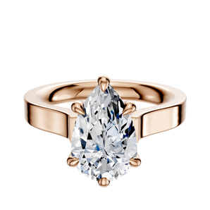 14K Rose Gold 6 Prong Hidden Halo Cathedral Flat 3.0mm Engagement Ring