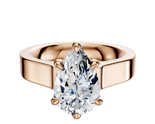 14K Rose Gold 6 Prong Hidden Halo Cathedral Flat 4.0mm Engagement Ring