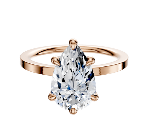 14K Rose Gold 6 Prong Hidden Halo Classic Flat 1.5mm Engagement Ring