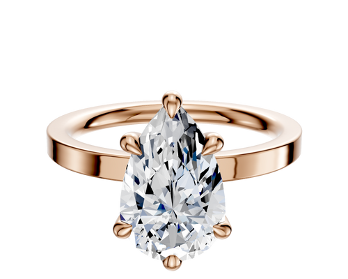 14K Rose Gold 6 Prong Hidden Halo Classic Flat 2.0mm Engagement Ring