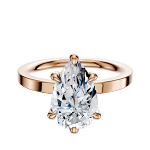 14K Rose Gold 6 Prong Hidden Halo Classic Flat 2.0mm Engagement Ring