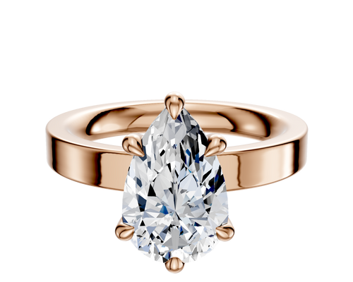 14K Rose Gold 6 Prong Hidden Halo Classic Flat 3.0mm Engagement Ring