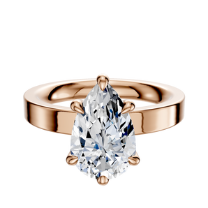 14K Rose Gold 6 Prong Hidden Halo Classic Flat 3.0mm Engagement Ring