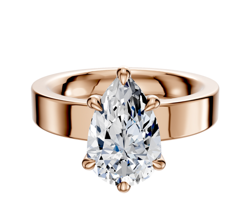 14K Rose Gold 6 Prong Hidden Halo Classic Flat 4.0mm Engagement Ring