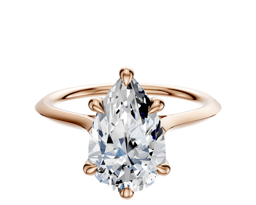 14K Rose Gold 6 Prong Hidden Halo Cathedral Knife Edge 1.5mm Engagement Ring