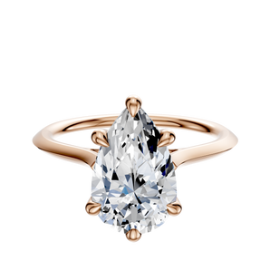 14K Rose Gold 6 Prong Hidden Halo Cathedral Knife Edge 1.5mm Engagement Ring