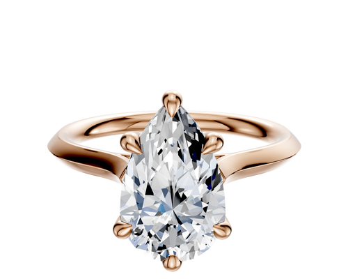 14K Rose Gold 6 Prong Hidden Halo Cathedral Knife Edge 2.0mm Engagement Ring