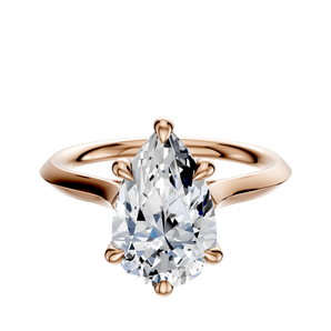 14K Rose Gold 6 Prong Hidden Halo Cathedral Knife Edge 2.0mm Engagement Ring