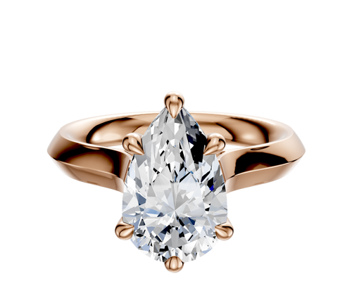 14K Rose Gold 6 Prong Hidden Halo Cathedral Knife Edge 3.0mm Engagement Ring