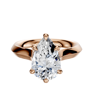 14K Rose Gold 6 Prong Hidden Halo Cathedral Knife Edge 3.0mm Engagement Ring