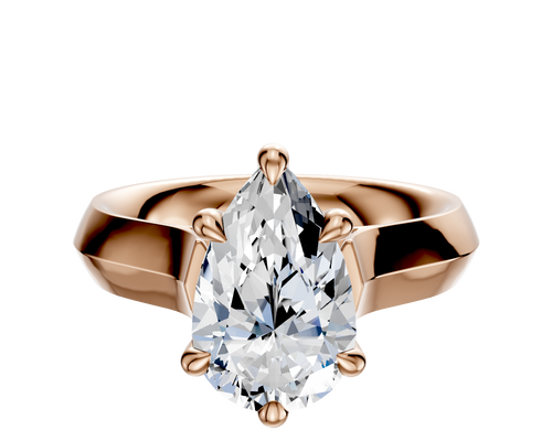 14K Rose Gold 6 Prong Hidden Halo Cathedral Knife Edge 4.0mm Engagement Ring