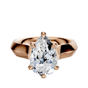 14K Rose Gold 6 Prong Hidden Halo Cathedral Knife Edge 4.0mm Engagement Ring