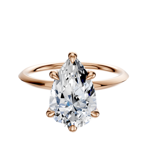 14K Rose Gold 6 Prong Hidden Halo Classic Knife Edge 1.5mm Engagement Ring