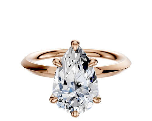 14K Rose Gold 6 Prong Hidden Halo Classic Knife Edge 2.0mm Engagement Ring