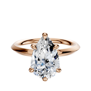 14K Rose Gold 6 Prong Hidden Halo Classic Knife Edge 2.0mm Engagement Ring