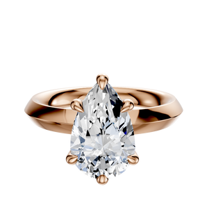 14K Rose Gold 6 Prong Hidden Halo Classic Knife Edge 3.0mm Engagement Ring