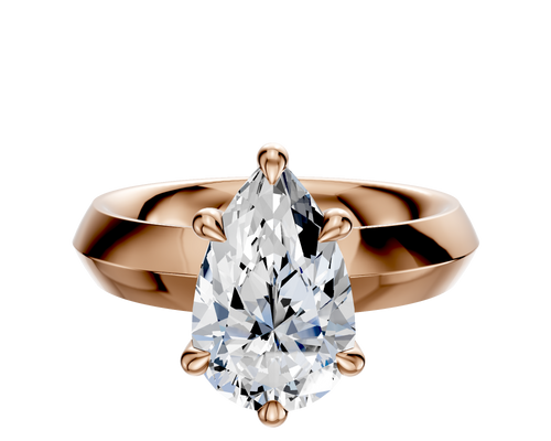 14K Rose Gold 6 Prong Hidden Halo Classic Knife Edge 4.0mm Engagement Ring