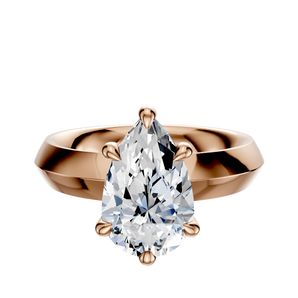 14K Rose Gold 6 Prong Hidden Halo Classic Knife Edge 4.0mm Engagement Ring