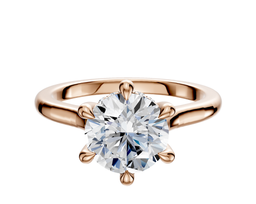 14K Rose Gold 6 Prong Hidden Halo Cathedral Dome 2.0mm Engagement Ring