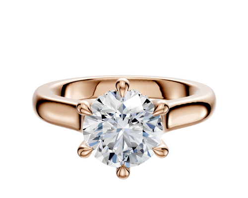 14K Rose Gold 6 Prong Hidden Halo Cathedral Dome 3.0mm Engagement Ring