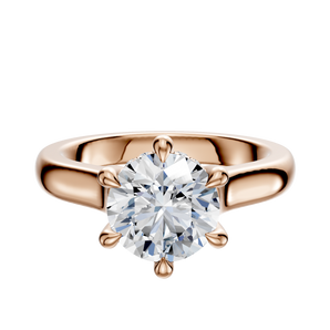 14K Rose Gold 6 Prong Hidden Halo Cathedral Dome 3.0mm Engagement Ring