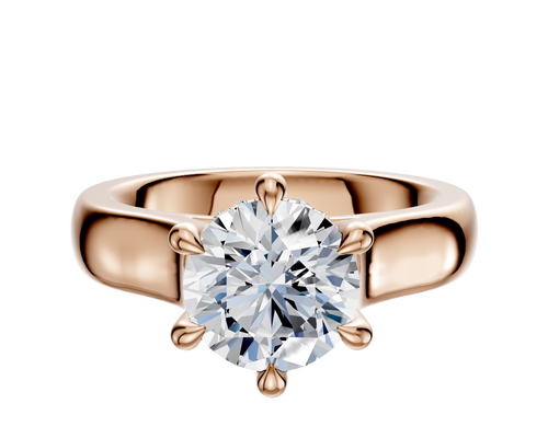 14K Rose Gold 6 Prong Hidden Halo Cathedral Dome 4.0mm Engagement Ring