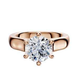 14K Rose Gold 6 Prong Hidden Halo Cathedral Dome 4.0mm Engagement Ring