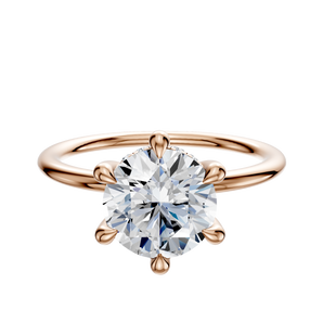 14K Rose Gold 6 Prong Hidden Halo Classic Dome 1.5mm Engagement Ring
