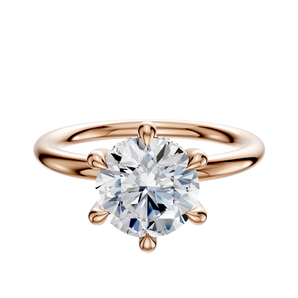 14K Rose Gold 6 Prong Hidden Halo Classic Dome 2.0mm Engagement Ring