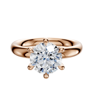 14K Rose Gold 6 Prong Hidden Halo Classic Dome 3.0mm Engagement Ring
