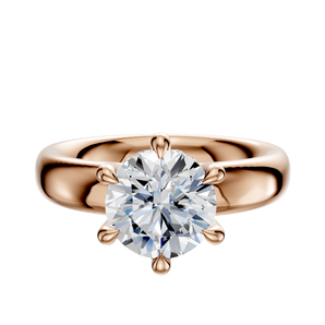 14K Rose Gold 6 Prong Hidden Halo Classic Dome 4.0mm Engagement Ring